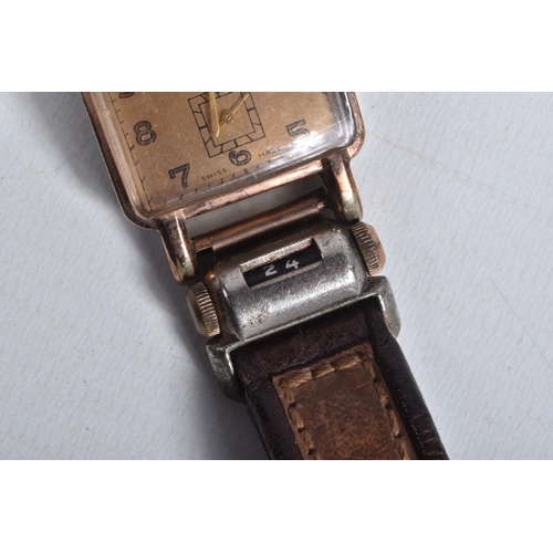 27 - A GENTS 'ALADIN' WRISTWATCH, manual wind, rectangular gold tone dial signed 'Aladin', Arabic numeral... 