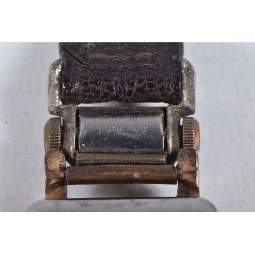 27 - A GENTS 'ALADIN' WRISTWATCH, manual wind, rectangular gold tone dial signed 'Aladin', Arabic numeral... 