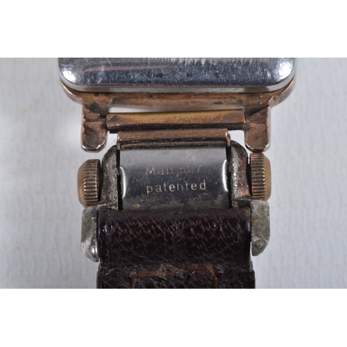 27 - A GENTS 'ALADIN' WRISTWATCH, manual wind, rectangular gold tone dial signed 'Aladin', Arabic numeral... 