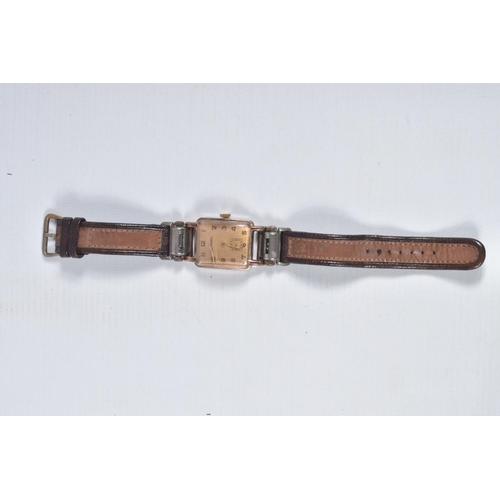 27 - A GENTS 'ALADIN' WRISTWATCH, manual wind, rectangular gold tone dial signed 'Aladin', Arabic numeral... 