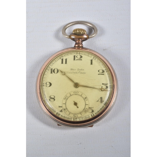 29 - TWO POCKET WATCHES, to include a manual wind, open face pocket watch, bi-colour plated case, dial si... 