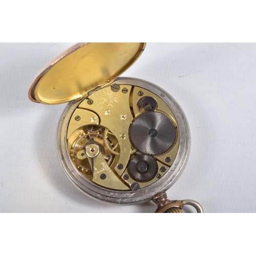 29 - TWO POCKET WATCHES, to include a manual wind, open face pocket watch, bi-colour plated case, dial si... 