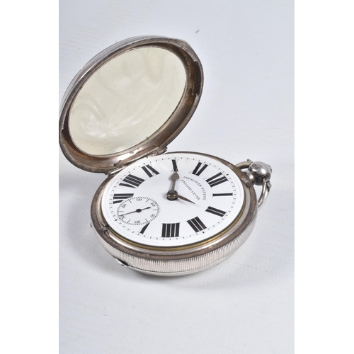 37 - AN EARLY 20TH CENTURY, SILVER OPEN FACE POCKET WATCH, key wound, round white dial signed 'Improved P... 