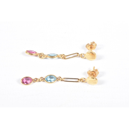 65 - TWO PAIRS OF EARRINGS, to include a pair of oval topaz stud earrings with rope twist surround, and a... 