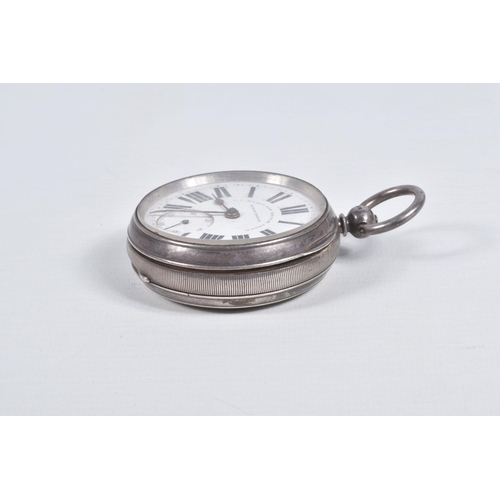 7 - A LATE VICTORIAN SILVER OPEN FACE POCKET WATCH, key wound, round white dial signed 'D.I.MARCUSON BRO... 