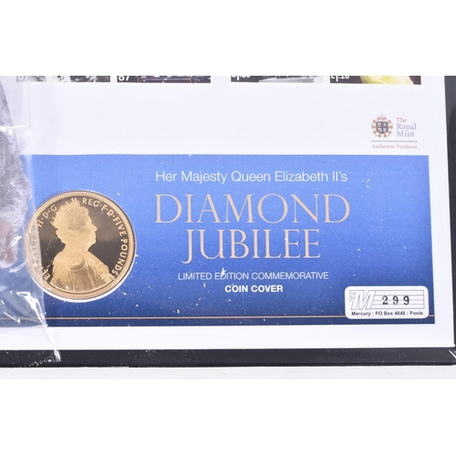 72 - A WESTMINSTER COIN COVER OF QUEEN ELIZABETH DIAMOND JUBILEE, included are 3x £5 coins with a Numis P... 