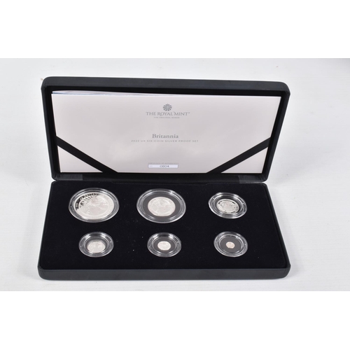 83 - A ROYAL MINT BRITANNIA 2022 6-COIN SILVER PROOF SET of 1 Ounce.999Silver, Half Ounce,Quarter Ounce,3... 