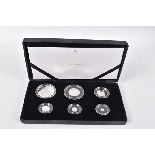 84 - A ROYAL MINT BRITANNIA 2021 6-COIN SILVER PROOF SET OF .999 SILVER COINS ONE OUNCE, HALF OUNCE, QUAR... 