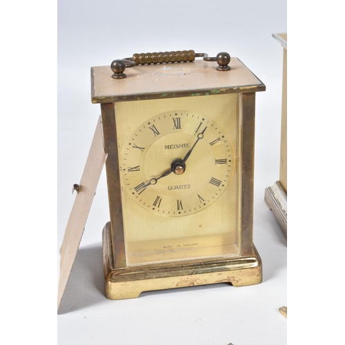 87 - A SMALL COLLECTION OF WATCHES AND QUARTZ CARRIAGE CLOCKS, to include two quartz carriage clocks, one... 