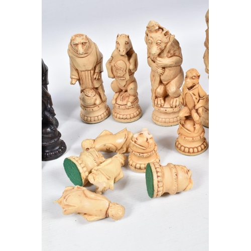 94 - TWO CHESS SETS AND WOODEN CHESS BOARDS, all pieces included although three pawns from the larger set... 