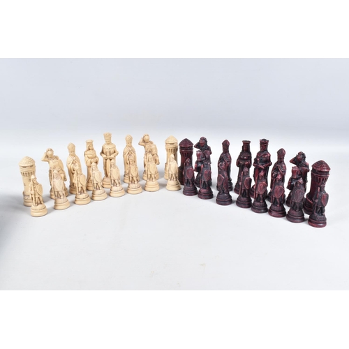 94 - TWO CHESS SETS AND WOODEN CHESS BOARDS, all pieces included although three pawns from the larger set... 