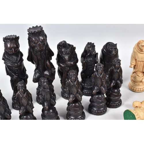 94 - TWO CHESS SETS AND WOODEN CHESS BOARDS, all pieces included although three pawns from the larger set... 