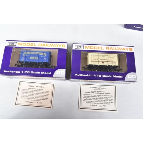 376 - TEN BOXED OO GAUGE DAPOL MODEL RAILWAYS WESSEX WAGONS, to include a WM Furze & Sons Mild Pale Ales U... 