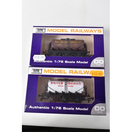 378 - TEN BOXED OO GAUGE DAPOL MODEL RAILWAY WAGON SIX WHEEL TANKERS, to include a Culm Valley Dairy Co., ... 