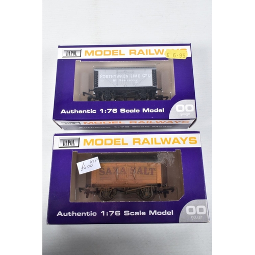 381 - TEN  BOXED  OO GAUGE  DAPOL MODEL RAILWAY  WAGONS, to include a Porthywaen Lime Co Limited Edition w... 