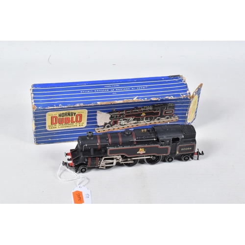 384 - THREE BOXED OO GAUGE LOCOMOTIVES, Hornby Dublo class 4MT Standard Tank No.80054, B.R. black livery (... 