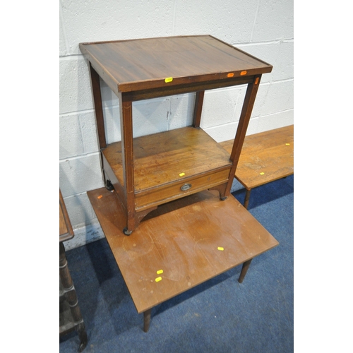 1307 - A SELECTION OF 20TH CENTURY OCCASIONAL FURNITURE, to include a three tier tea trolley, width 61cm x ... 