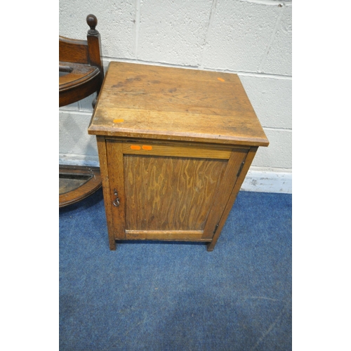 1309 - A SELECTION OF 20TH CENTURY OAK OCCASIONAL FURNITURE, to include a single door cabinet, width 46cm x... 