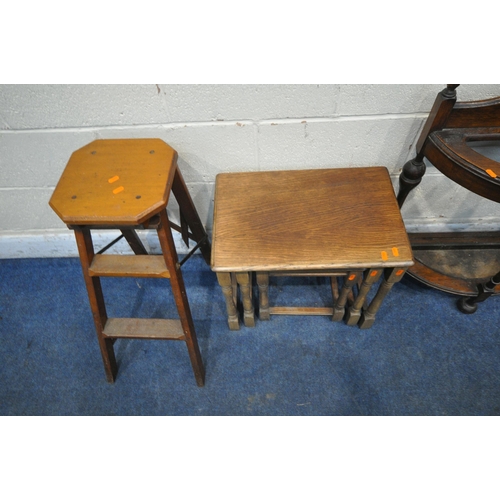 1309 - A SELECTION OF 20TH CENTURY OAK OCCASIONAL FURNITURE, to include a single door cabinet, width 46cm x... 