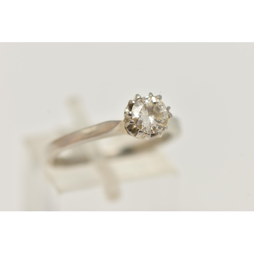 52 - A DIAMOND SINGLE STONE RING, set with a transition cut diamond, measuring approximately 5.30 x 5.42m... 