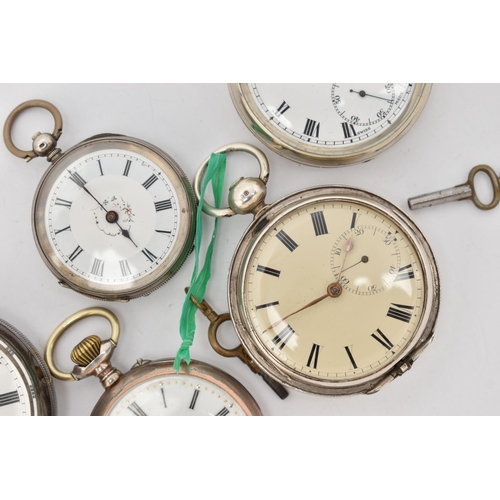 102 - AN ASSORTMENT OF POCKET WATCHES, to include a silver open face 'The Express English Lever J G Graves... 