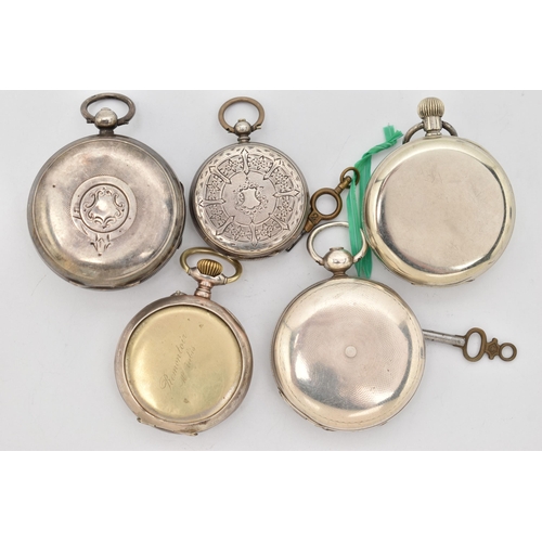 102 - AN ASSORTMENT OF POCKET WATCHES, to include a silver open face 'The Express English Lever J G Graves... 