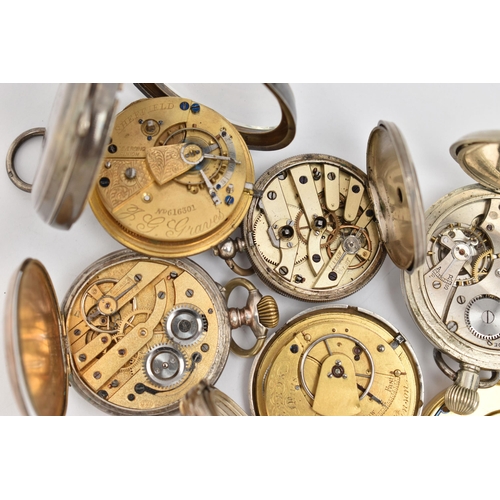 102 - AN ASSORTMENT OF POCKET WATCHES, to include a silver open face 'The Express English Lever J G Graves... 