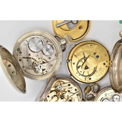 102 - AN ASSORTMENT OF POCKET WATCHES, to include a silver open face 'The Express English Lever J G Graves... 