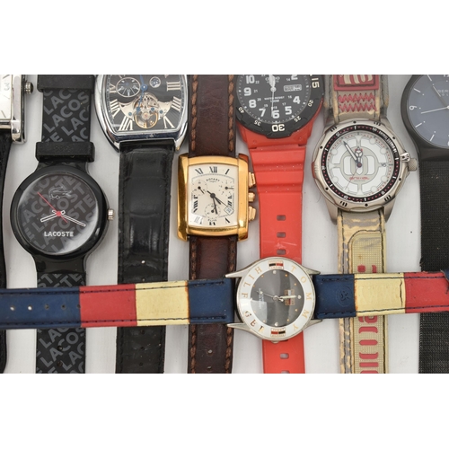 135 - A BAG OF ASSORTED GENTS FASHION WRISTWATCHES, names to include 'Ben Sherman, Hugo Boss, Animal, Laco... 