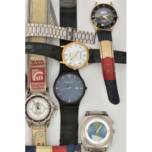 135 - A BAG OF ASSORTED GENTS FASHION WRISTWATCHES, names to include 'Ben Sherman, Hugo Boss, Animal, Laco... 