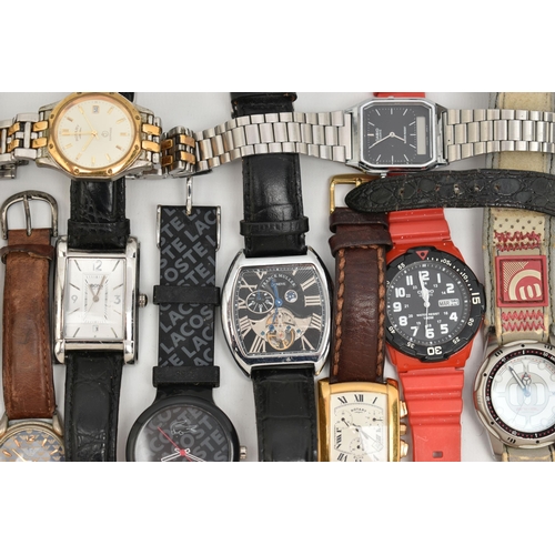 135 - A BAG OF ASSORTED GENTS FASHION WRISTWATCHES, names to include 'Ben Sherman, Hugo Boss, Animal, Laco... 