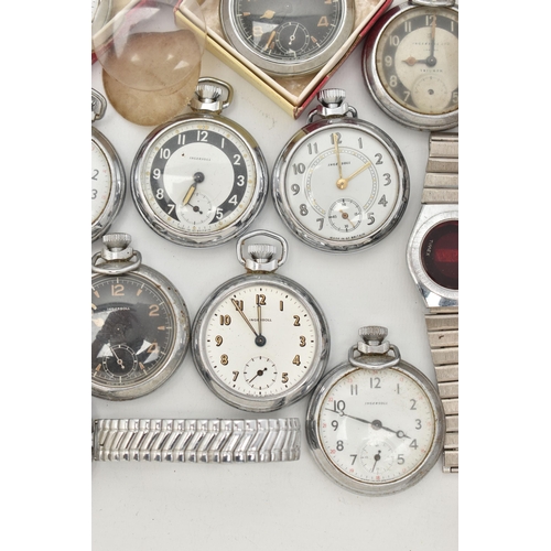 150 - A BOX OF ASSORTED WATCHES, to include twelve 'Ingersoll' pocket watches, together with eight additio... 