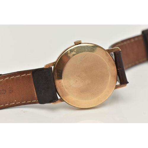 93 - A GENTS 9CT GOLD 'AVIA' WRISTWATCH, manual wind, round silvered dial signed 'Avia 17 Jewels', Arabic... 