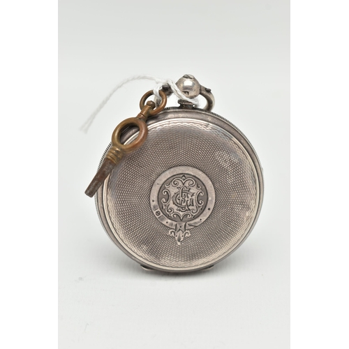 99 - A MID VICTORIAN SILVER OPEN FACE POCKET WATCH, key wound movement, Roman numerals, second subsidiary... 