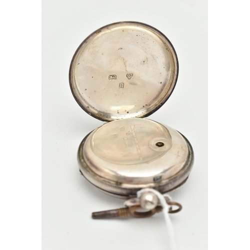 99 - A MID VICTORIAN SILVER OPEN FACE POCKET WATCH, key wound movement, Roman numerals, second subsidiary... 