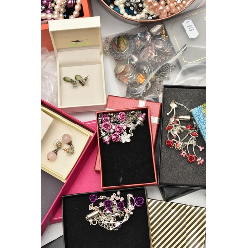 162 - A BOX OF ASSORTED JEWELLERY AND WATCHES, to include  a small selection of white metal jewellery, mos... 