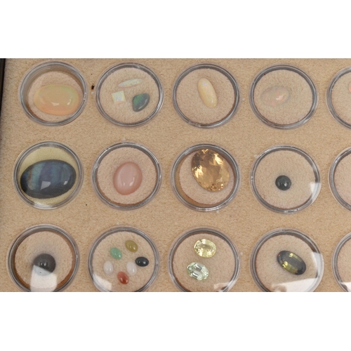 163 - A SELECTION OF LOOSE FACETED AND CABOCHON GEMSTONES, to include opals, feldspar, zircon, spinel, tou... 