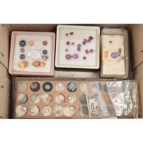 165 - A SELECTION OF LOOSE MAINLY FACETED AND CABOCHON GEMSTONES, to include diamonds, ruby, sapphire, opa... 