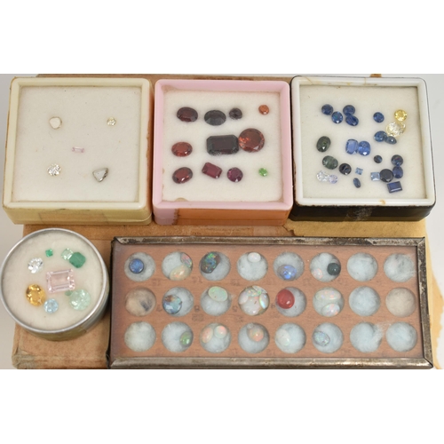 165 - A SELECTION OF LOOSE MAINLY FACETED AND CABOCHON GEMSTONES, to include diamonds, ruby, sapphire, opa... 