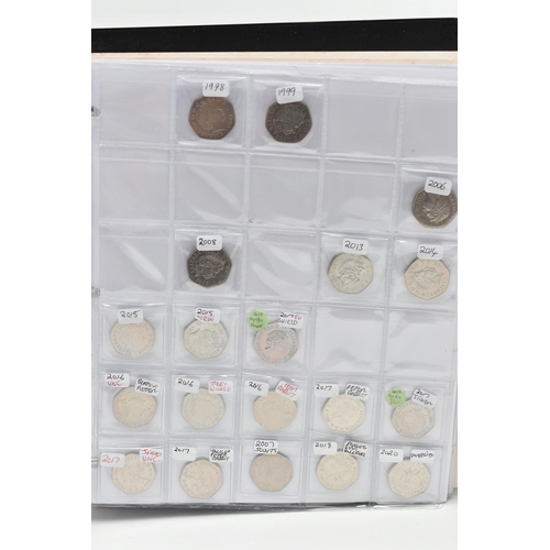 177 - TWO COIN ALBUMS OF UK COINAGE FROM 1974-2018, to include Two Pound coins, Fifty Pence coins, with ea... 