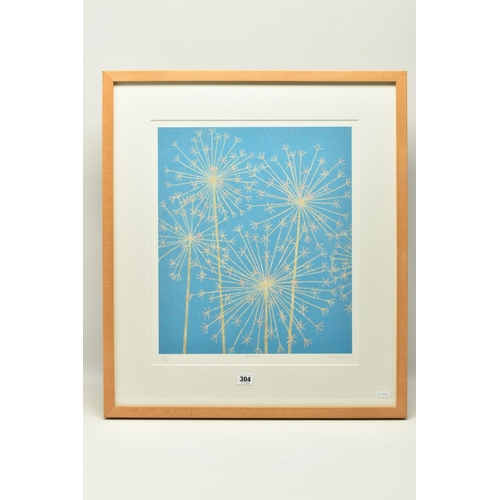 304 - ABIGAIL McLELLAN (SCOTISH 1969-2009) 'ALLIUM', a limited edition giclee print depicting flowers agai... 