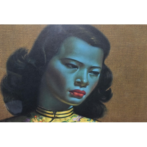 382 - VLADIMIR TRETCHIKOFF (1913-2006) 'THE CHINESE GIRL', a vintage print depicting a female figure, appr... 