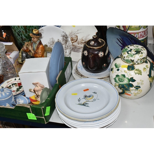 383 - A BOX AND LOOSE CERAMICS AND GLASS WARE, to include a Royal Albert Flowers of the Month 'February: V... 