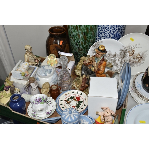 383 - A BOX AND LOOSE CERAMICS AND GLASS WARE, to include a Royal Albert Flowers of the Month 'February: V... 