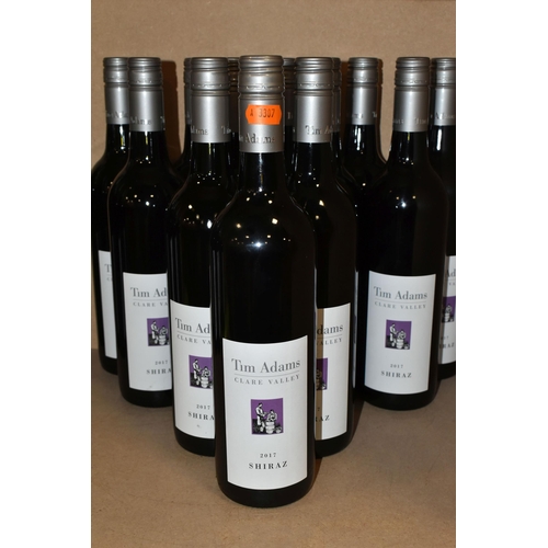 822 - WINE, Twelve Bottles of TIM ADAMS CLARE VALLEY SHIRAZ 2017 (Aus) 14.9% vol. 750ml, all seals intact