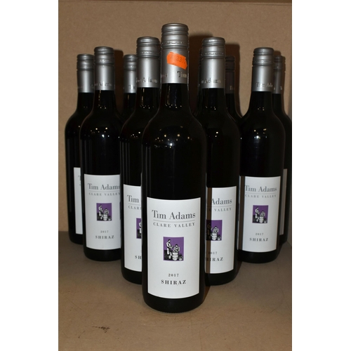 824 - WINE, Twelve Bottles of TIM ADAMS CLARE VALLEY SHIRAZ 2017 (Aus) 14.9% vol. 750ml, all seals intact