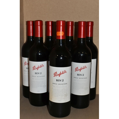 827 - WINE, Eight Bottles of PENFOLDS BIN 2 SHIRAZ MOURVEDRE 2012 (Aus) 14.5% vol. 750ml, all seals intact