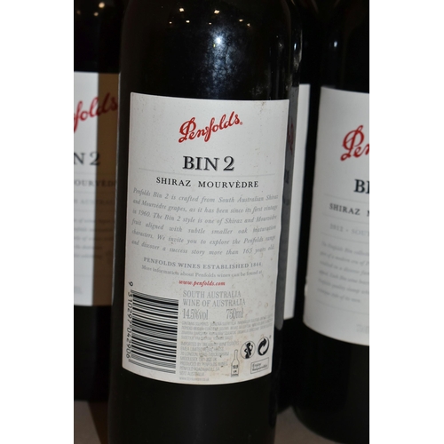 827 - WINE, Eight Bottles of PENFOLDS BIN 2 SHIRAZ MOURVEDRE 2012 (Aus) 14.5% vol. 750ml, all seals intact