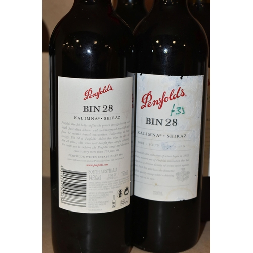 829 - WINE, Four Bottles of PENFOLDS BIN 28 KALIMNA SHIRAZ 2008 (Aus) 14.5% vol. 750ml, all seals intact