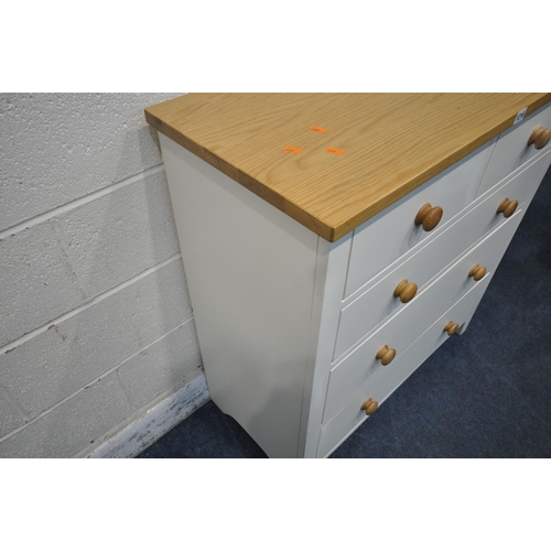 1216 - A PARTIALLY CREAM CHEST OF TWO SHORT OVER THREE LONG DRAWERS, width 90cm x depth 44cm x height 97cm ... 